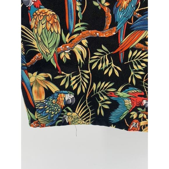 UNBRANDED Men's Black Tropical Print Button-Up Short Sleeve Shirt SZ L - Picture 7 of 9